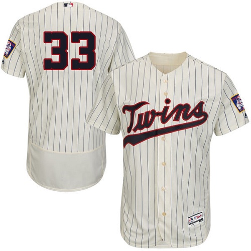 Twins #33 Justin Morneau Cream Strip Flexbase Authentic Collection Stitched MLB Jersey
